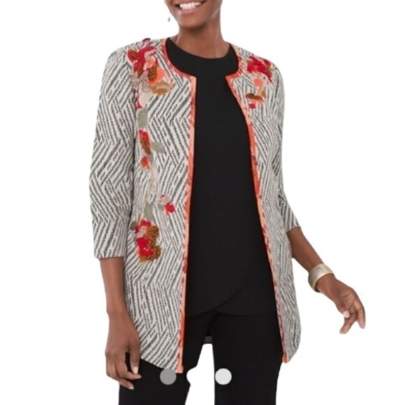 Chico’s Artisan Embroidered Applique Jacket - Picture 1 of 9